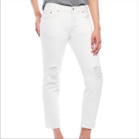 LEVI'S 501 Original Fit White Distressed Straight Leg Jeans - Picture 4 of 15